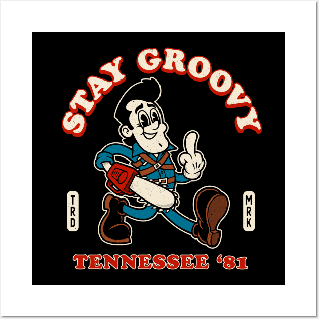 Stay Groovy - Evil Dead - Vintage Distressed Retro Cartoon Wall Art by Nemons